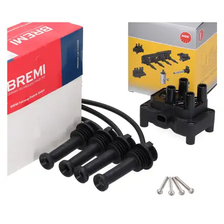 NGK Z&uuml;ndspule + BREMI Kabelsatz f&uuml;r FORD Fiesta 5 6 Focus 2 3 Mondeo 4 B-/C-Max 1.25-1.6