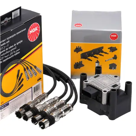 NGK Z&uuml;ndspule + NGK Kabelsatz f&uuml;r VW Golf 6 Polo 5 Touran AUDI A1 8X A3 8P 1.2 TSI 86/105