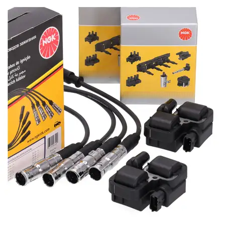 2x NGK Z&uuml;ndspule + Z&uuml;ndkabelsatz f&uuml;r MERCEDES A-/B-Klasse W169 W245 150-200 TURBO M266
