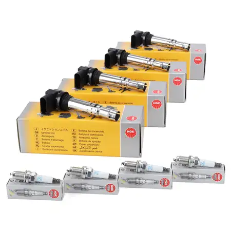 4x NGK Z&uuml;ndspule + 4x Z&uuml;ndkerze f&uuml;r VW Golf 5 6 Passat B6 B7 Tiguan Touran 8X 8P 1.4 TSI