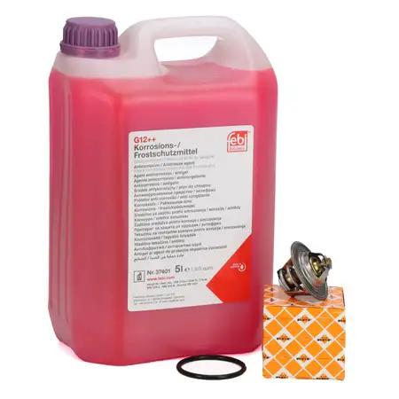 NRF EASY FIT Thermostat + 5L febi K&uuml;hlmittel f&uuml;r VW Golf 4 5 6 Passat Polo Touran 1.6-2.0