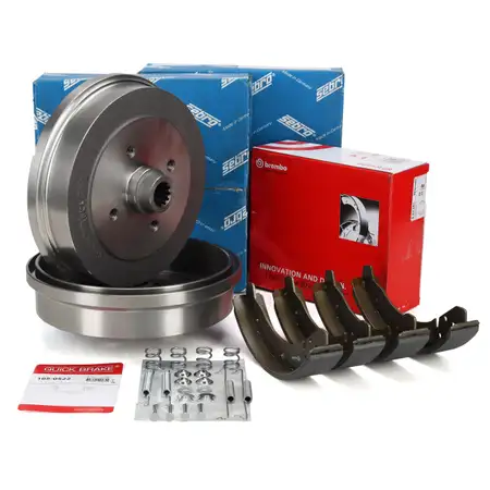 SEBRO Bremstrommeln + Backen + Zubeh&ouml;r f&uuml;r PORSCHE 924 2.0 125 PS 11.1975-08.1989 hinten