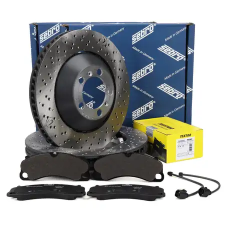 SEBRO Bremsscheiben + TEXTAR Bel&auml;ge Sensor f&uuml;r PORSCHE 991 3.8/4.0 GT3 / RS bis 2016 vorne