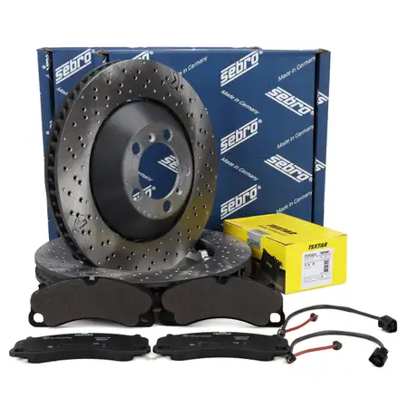 SEBRO Bremsscheiben + TEXTAR Bremsbel&auml;ge + Sensor f&uuml;r PORSCHE 991 4.0 GT3 / RS vorne