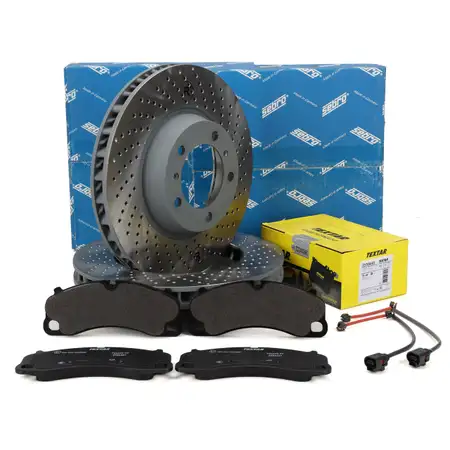 SEBRO Bremsscheiben + TEXTAR Bel&auml;ge Sensor f&uuml;r PORSCHE Boxster Cayman (982) 2.5 GTS vorne