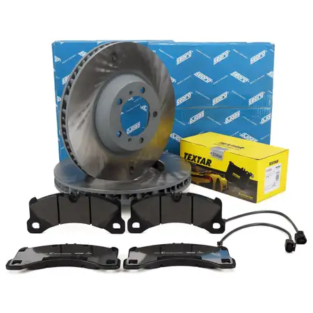 SEBRO Bremsscheiben TEXTAR Bel&auml;ge Sensor f&uuml;r PORSCHE Panamera (971) 18 Zoll 1LN/1ZT vorne