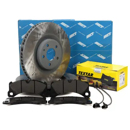 SEBRO Bremsscheiben + TEXTAR Bel&auml;ge + Sensor f&uuml;r PORSCHE Macan (95B) 18 Zoll PR-1LF vorne