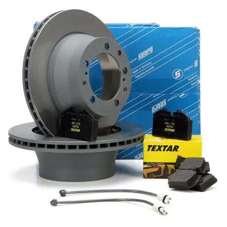 SEBRO Bremsscheiben + TEXTAR Bel&auml;ge + Wako f&uuml;r PORSCHE 944 2.5 Turbo ab 01.1987 hinten