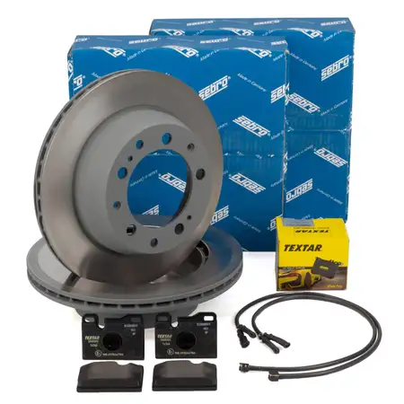 SEBRO Bremsscheiben + TEXTAR Bremsbel&auml;ge + Sensor f&uuml;r PORSCHE 928 4.5 4.7 S 08.1985 hinten