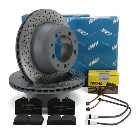 SEBRO Bremsscheiben + TEXTAR Bel&auml;ge + Wako f&uuml;r PORSCHE 968 3.0 / Turbo S hinten