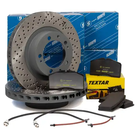 SEBRO Bremsscheiben + TEXTAR Bel&auml;ge + Wako f&uuml;r PORSCHE 964 3.3 Turbo / S ab 07.1991 vorne