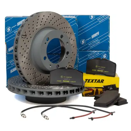 SEBRO Bremsscheiben + TEXTAR Bel&auml;ge + Wako f&uuml;r PORSCHE 964 3.6 Turbo 360 PS vorne