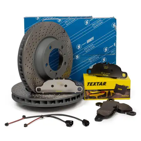 SEBRO Bremsscheiben + TEXTAR Bel&auml;ge f&uuml;r PORSCHE 718 Boxster Cayman 982 2.0 vorne