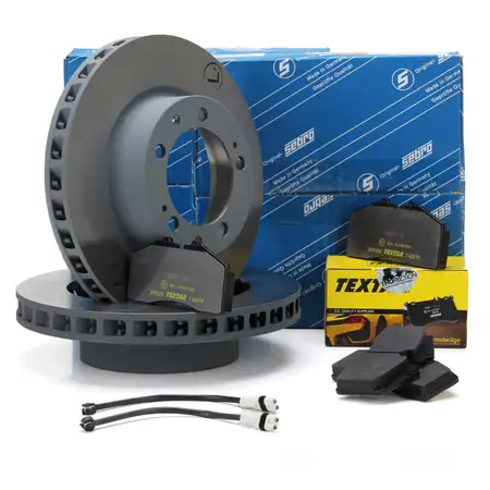 SEBRO Bremsscheiben + TEXTAR Bel&auml;ge + Wako f&uuml;r PORSCHE 928 5.0 S bis 12.1988 vorne