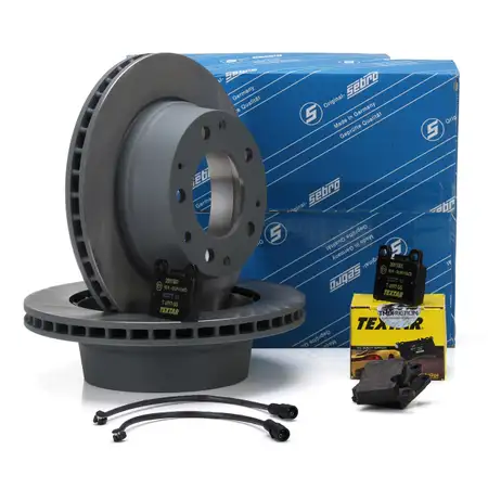 SEBRO Bremsscheiben + TEXTAR Bel&auml;ge + Wako f&uuml;r PORSCHE 911 3.2 / SC Carrera hinten