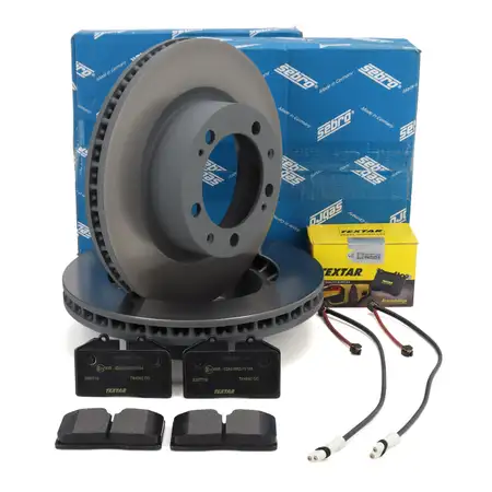 SEBRO Bremsscheiben + TEXTAR Bel&auml;ge + Sensor f&uuml;r PORSCHE 968 3.0 ohne Sportpaket vorne