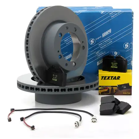SEBRO Bremsscheiben + TEXTAR Bel&auml;ge + Wako f&uuml;r PORSCHE 964 3.6 Carrera 4 250 PS vorne