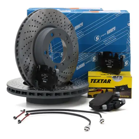 SEBRO Bremsscheiben + TEXTAR Bel&auml;ge + Wako f&uuml;r PORSCHE 996 Carrera Boxster 986 S 3.2 vorne