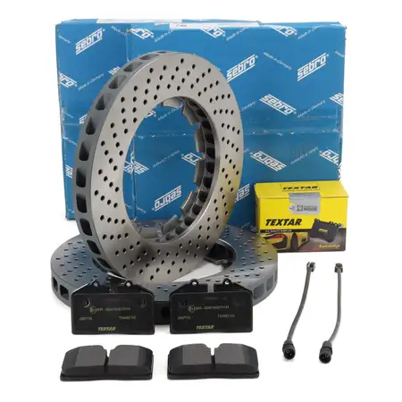 SEBRO Bremsscheiben + TEXTAR Bel&auml;ge Sensor f&uuml;r PORSCHE 911 3.3 SC Turbo bis 08.1980 vorne