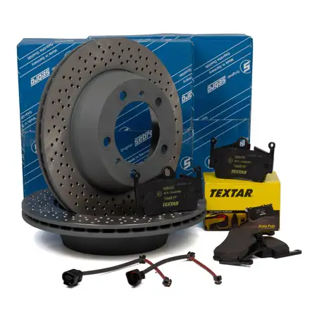 SEBRO Bremsscheiben + TEXTAR Bel&auml;ge f&uuml;r PORSCHE 718 Boxster Cayman 981 982 hinten