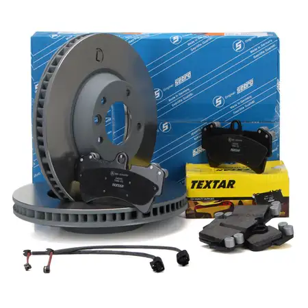 SEBRO Bremsscheiben + TEXTAR Bel&auml;ge + Sensor f&uuml;r AUDI Q7 PORSCHE Cayenne VW Touareg vorne
