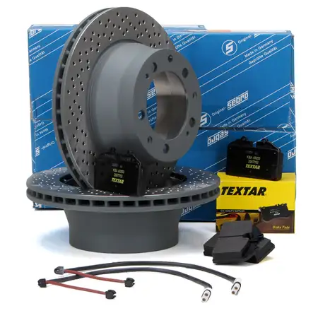 SEBRO Bremsscheiben + TEXTAR Bel&auml;ge + Wako f&uuml;r PORSCHE 968 3.0 / Turbo S hinten