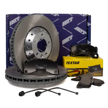 SEBRO Bremsscheiben + TEXTAR Bel&auml;ge + Wako f&uuml;r PORSCHE Cayenne (92A) 1ZL/1LH vorne