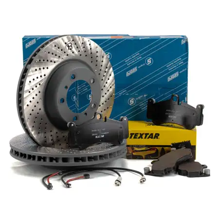 SEBRO Bremsscheiben + TEXTAR Bel&auml;ge + Wako f&uuml;r PORSCHE 997 3.6/3.8 Turbo / S vorne