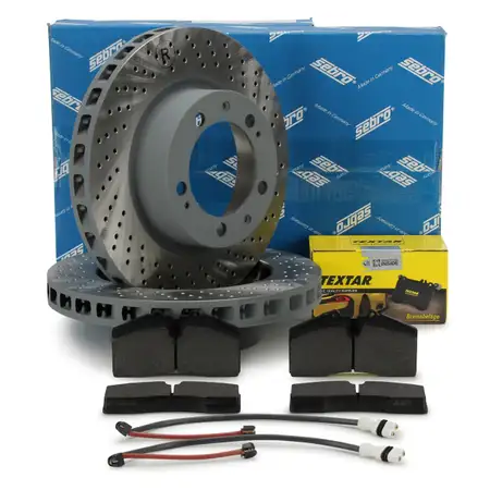 SEBRO Bremsscheiben + TEXTAR Bel&auml;ge + Sensor f&uuml;r PORSCHE 968 3.0 mit Sportfahrwerk vorne