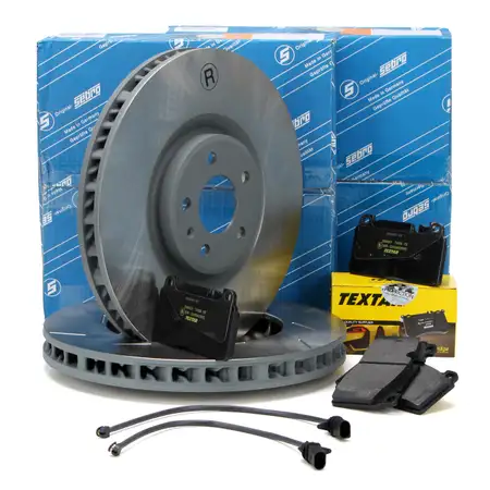 SEBRO Bremsscheiben + TEXTAR Bel&auml;ge Sensor f&uuml;r PORSCHE Macan (95B) 2.0 PR-1LG/1ZK vorne