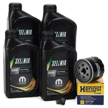 4L PETRONAS SELENIA WR FORWARD 0W30 Engine Oil HENGST Oil Filter for FIAT 500X 334 Tipo 356 1.0