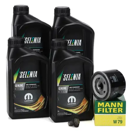 4L PETRONAS SELENIA WR FORWARD 0W30 Engine Oil + MANN Oil Filter for FIAT 500X 334 Tipo 356 1.0