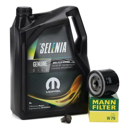 5L PETRONAS SELENIA WR FORWARD 0W30 + MANN &Ouml;lfilter f&uuml;r FIAT 500X ALFA ROMEO Tonale 1.3