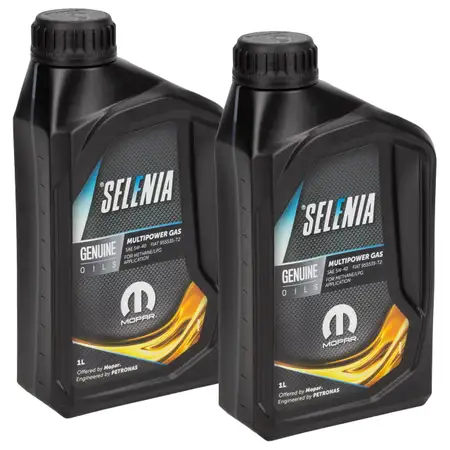 2L 2 Liter PETRONAS SELENIA MULTIPOWER GAS 5W-40 Motor&ouml;l ACEA C3 MOPAR f&uuml;r FIAT 9.55535-T2