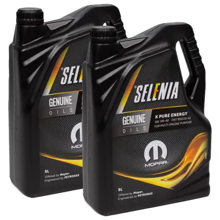 10L 10 Liter PETRONAS SELENIA Motor&ouml;l &Ouml;l K PURE ENERGY 5W40 MOPAR f&uuml;r FIAT 9.55535-S2