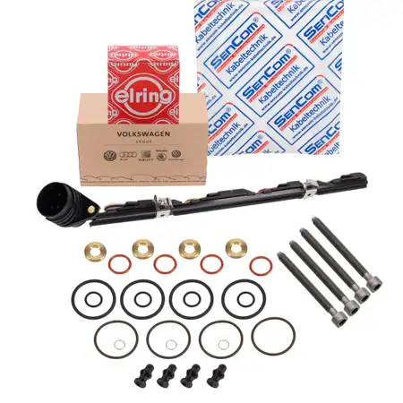 SENCOM Leitungssatz + 4x ELRING Dichtungssatz Pumpe-D&uuml;se f&uuml;r VW Golf 4 5 1.9/2.0 SDI/TDI