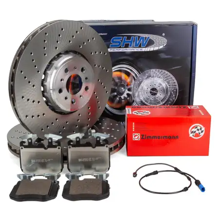 SHW Bremsscheiben + ZIMMERMANN Bremsbel&auml;ge + Sensor f&uuml;r BMW X3M F97 X4M F98 480/510 vorne