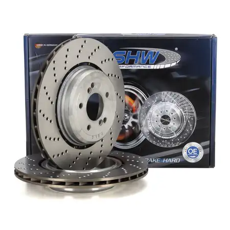 SHW Bremsscheiben Satz f&uuml;r BMW 5er E60 E61 M5 6er E63 E64 M6 507 PS hinten
