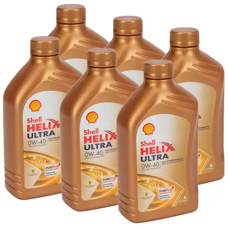 6x 1 Liter SHELL HELIX ULTRA 0W-40 Motor&ouml;l &Ouml;l f&uuml;r MB 229.5/226.5 VW 502.00/505.00