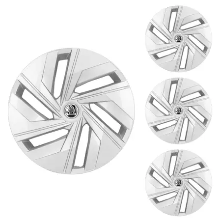 4x Radzierblende Radkappe Radblende 18 Zoll f&uuml;r SKODA Enyaq Kodiaq BRILLANTCHROM 5LA601147