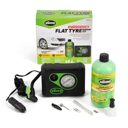 SLIME 500282 f&uuml;r Smart Repair Kit Reifen-Pannenset mit Kompressor + Dichtmittel