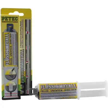 PETEC 97425 Fl&uuml;ssigmetall Tube Doppelspritze SB-Karte Metallkleber 25ml
