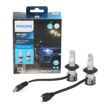 2x PHILIPS Ultinon Pro6000 Boost H7 LED Gen2 mit Stra&szlig;enzulassung 12V +450% 5800K