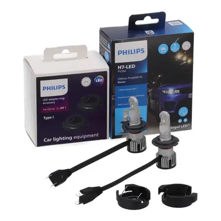 2x PHILIPS Ultinon Pro6000 HL Boost H7 LED Bulbs + Adapter for RENAULT Megane 4