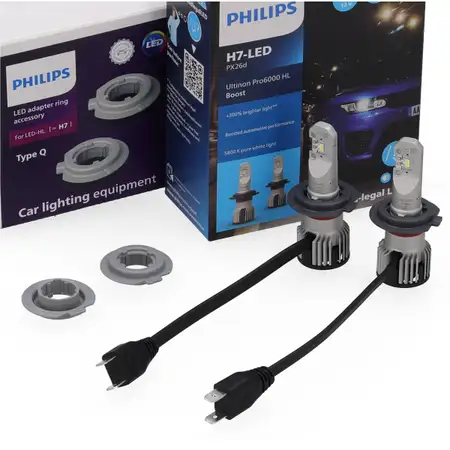 2x PHILIPS Ultinon Pro6000 HL Boost H7 LED Gl&uuml;hlampe + Adapter f&uuml;r BMW X1 F48