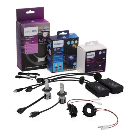 2x PHILIPS Ultinon Pro6000 HL Boost H7 LED + Adapter f&uuml;r VW Multivan Transporter Facelift