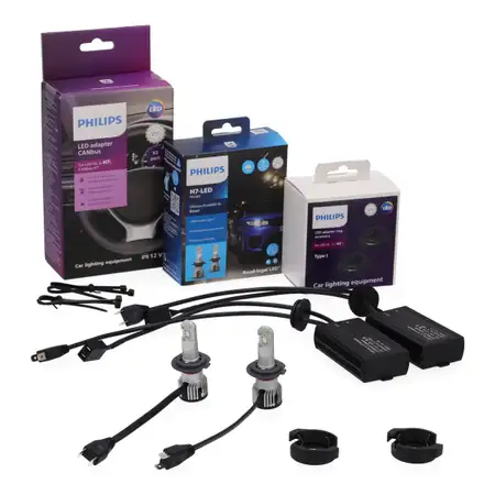 2x PHILIPS Ultinon Pro6000 HL Boost H7 LED + Adapter f&uuml;r VW Passat 3C B6