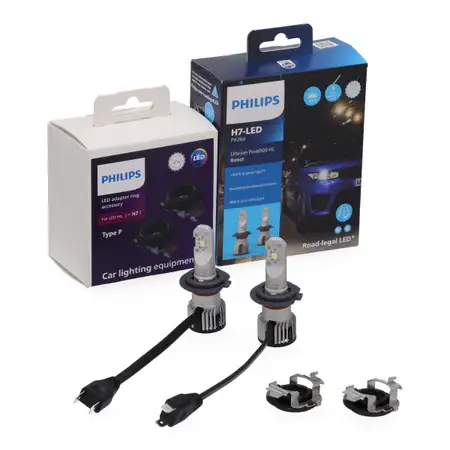 2x PHILIPS Ultinon Pro6000 HL Boost H7 LED + Adapter f&uuml;r VW Golf 7 Polo 5 BMW F20 F21