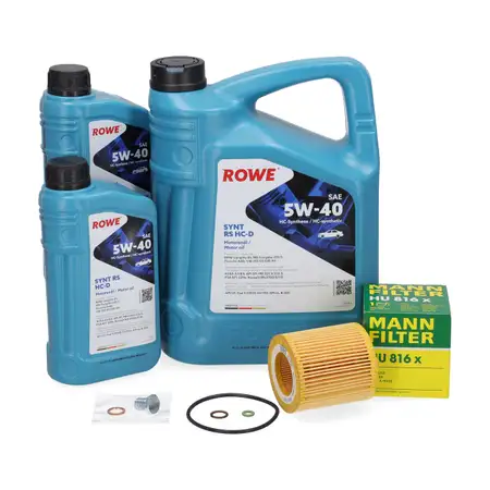 7L ROWE SYNT RS HC-D 5W-40 Engine Oil + MANN Oil Filter for BMW 1 Series, 3 Series, 5 Series (N52, N53, N54, N55)