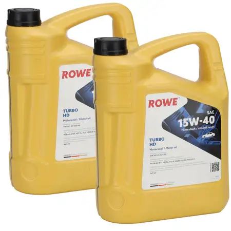 10L 10 Liter ROWE TURBO HD 15W40 Motor&ouml;l &Ouml;l f&uuml;r FIAT 9.55535-G2/D2 MB 229.1 501.01/505.00